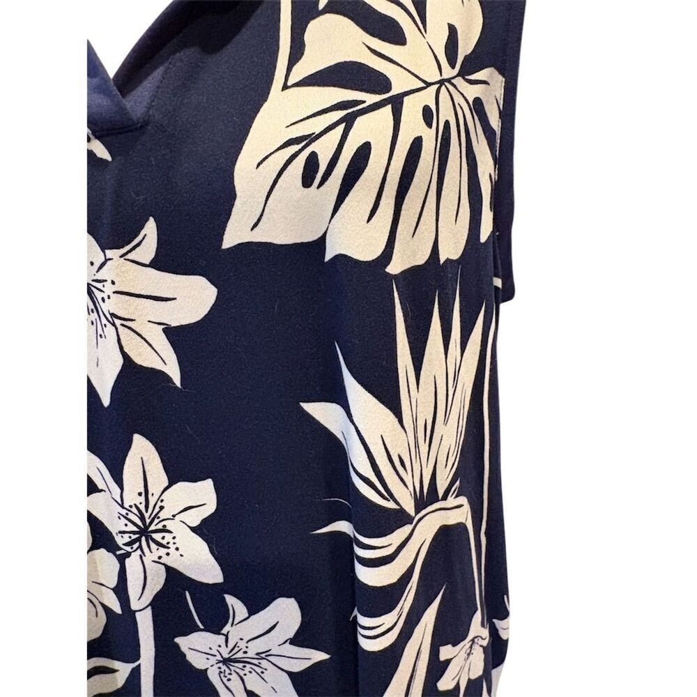 Cuddl Duds Women's 2XL Floral Maxi Dress with Pockets Navy White - Picture 3 of 10
